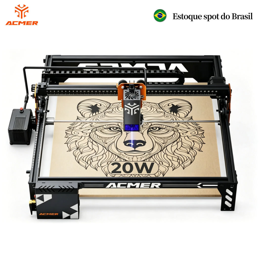ACMER P1S Pro 20W Máquina Portátil De Gravação E Corte A Laser CNC Suporte Para Impressão 3D APP WIFI De MDF Estoque 24h