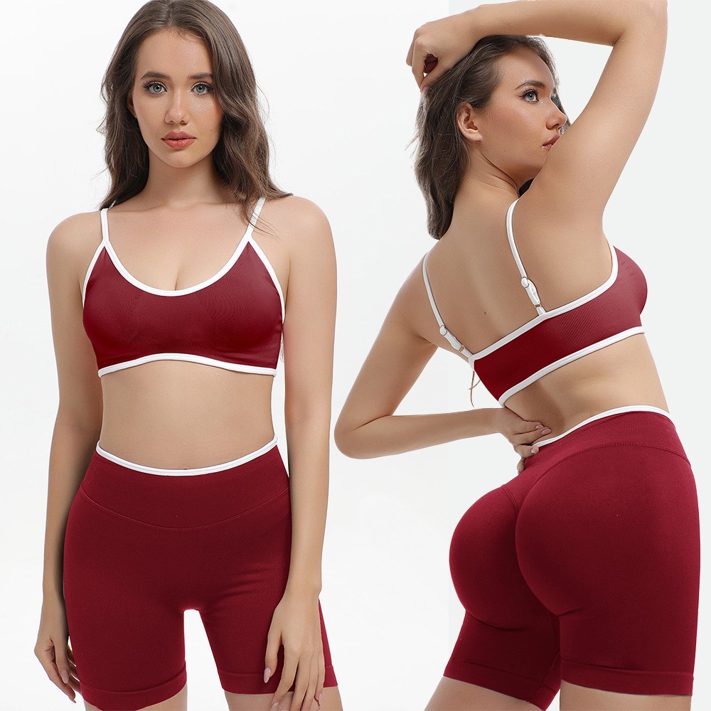 LinlinFlow Yoga Suit 0 transparência Poliamida Sling com almofada no peito cintura alta sutiã de levantamento de quadri