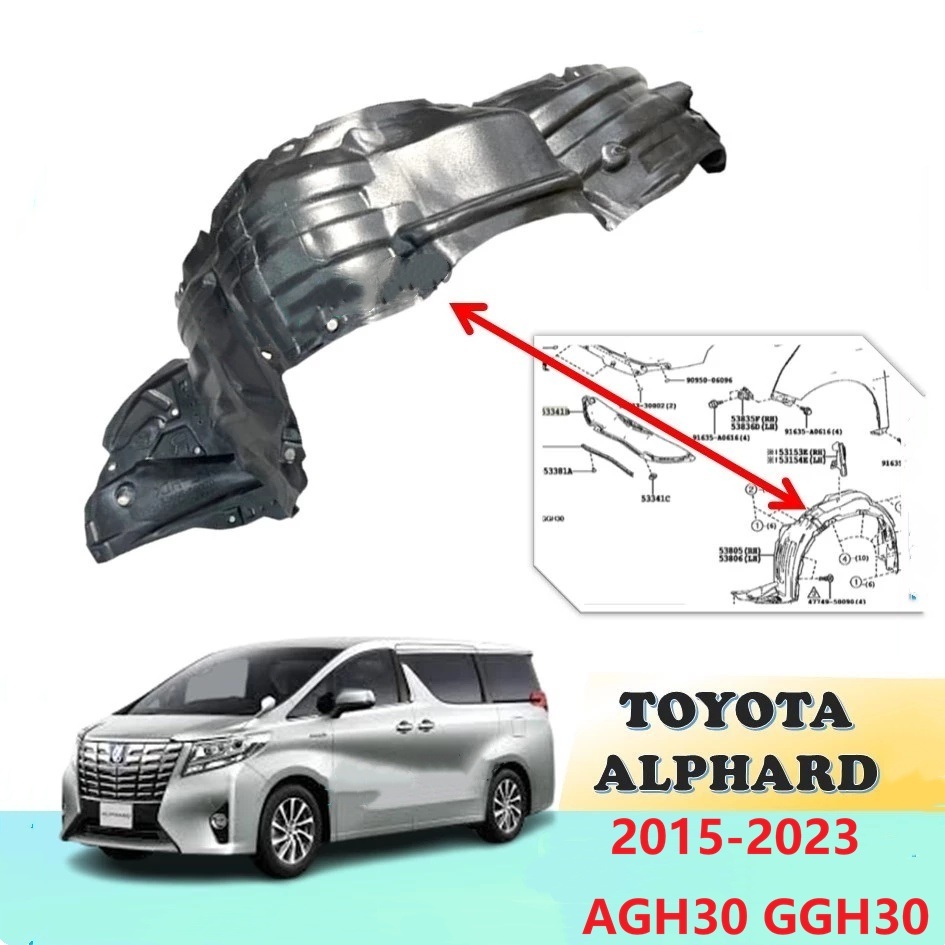 Fender Forro Interno Do Pára-Choque Para TOYOTA ALPHARD VELLFIRE AGH30 GGH30 2015-2023 Escudo De Proteção De Plástico Pa
