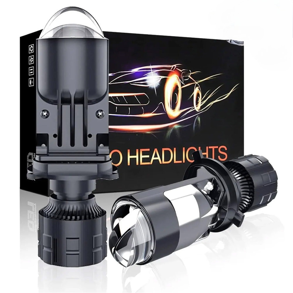 H4 LED Projetor Mini Lente Auto Farol Lâmpada Kit Conversão Feixe Alto Baixo 6000K Turbo Ventilador