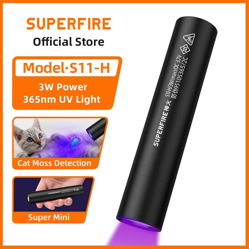 SUPERFIRE S11-H 3W LED Lanterna UV USB Recarregável Luz Preta 365nm Tocha Para Detector De Dinheiro Testador De Urina De