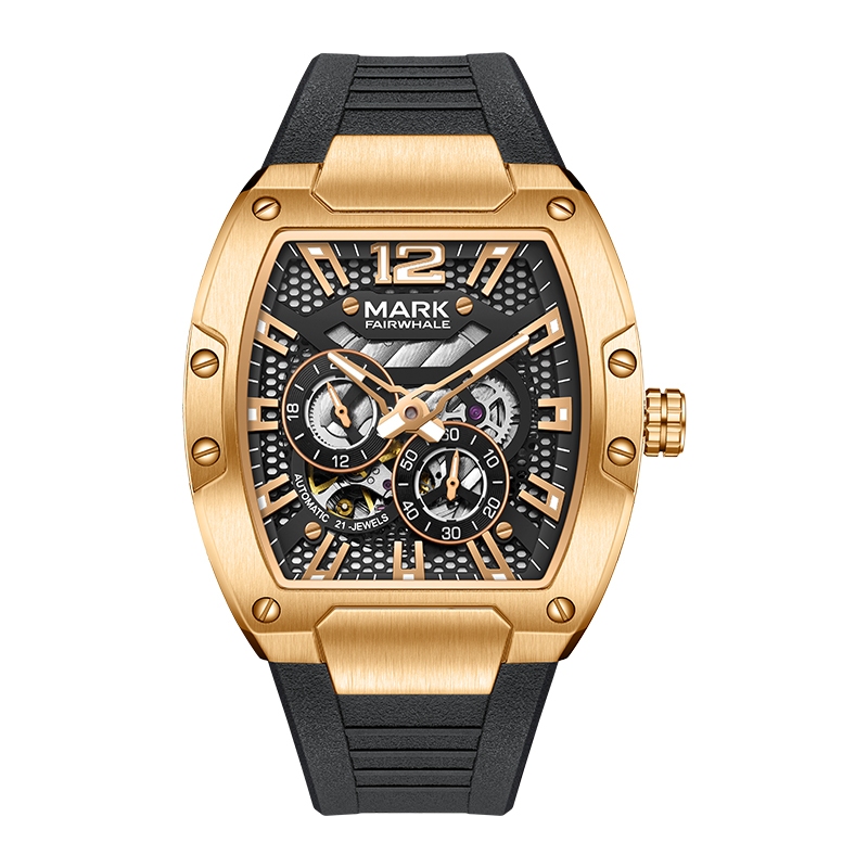 Mark Fairwhale Tonneau Relógio Mecânico Masculino Esporte Aço 316 FW-6850