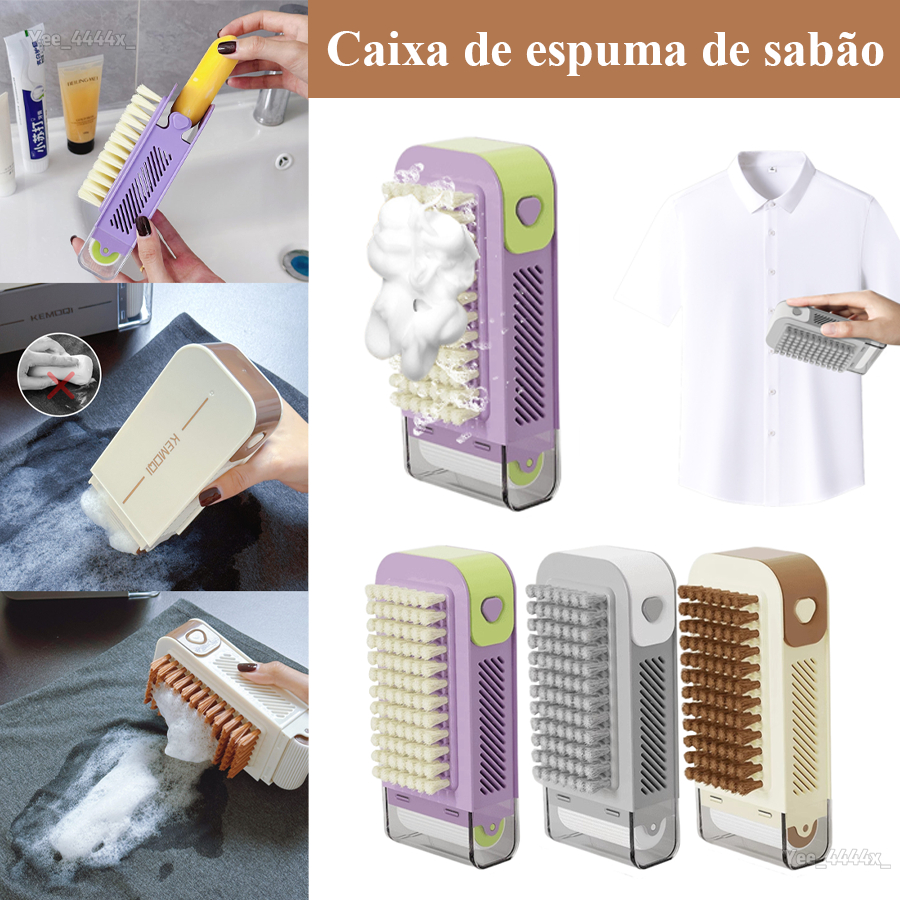 Caixa De Sabão Com Rolo De Espuma , Barra , Recipiente Doméstico , Solução De Limpeza De Roupas Escova gelat1br