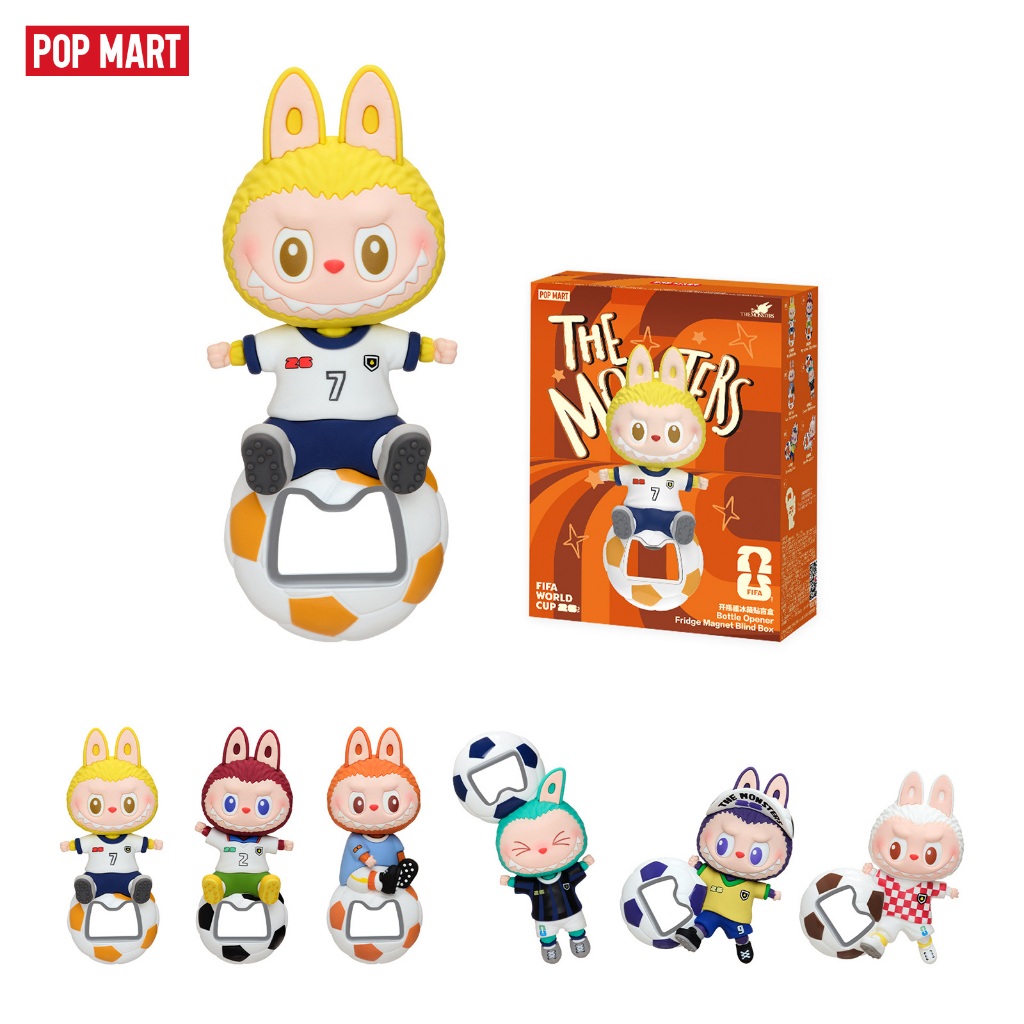 POP MART THE MONSTERS LABUBU × FIFA – Caixa Surpresa com Ímã Abridor de Latas Caixa Individual