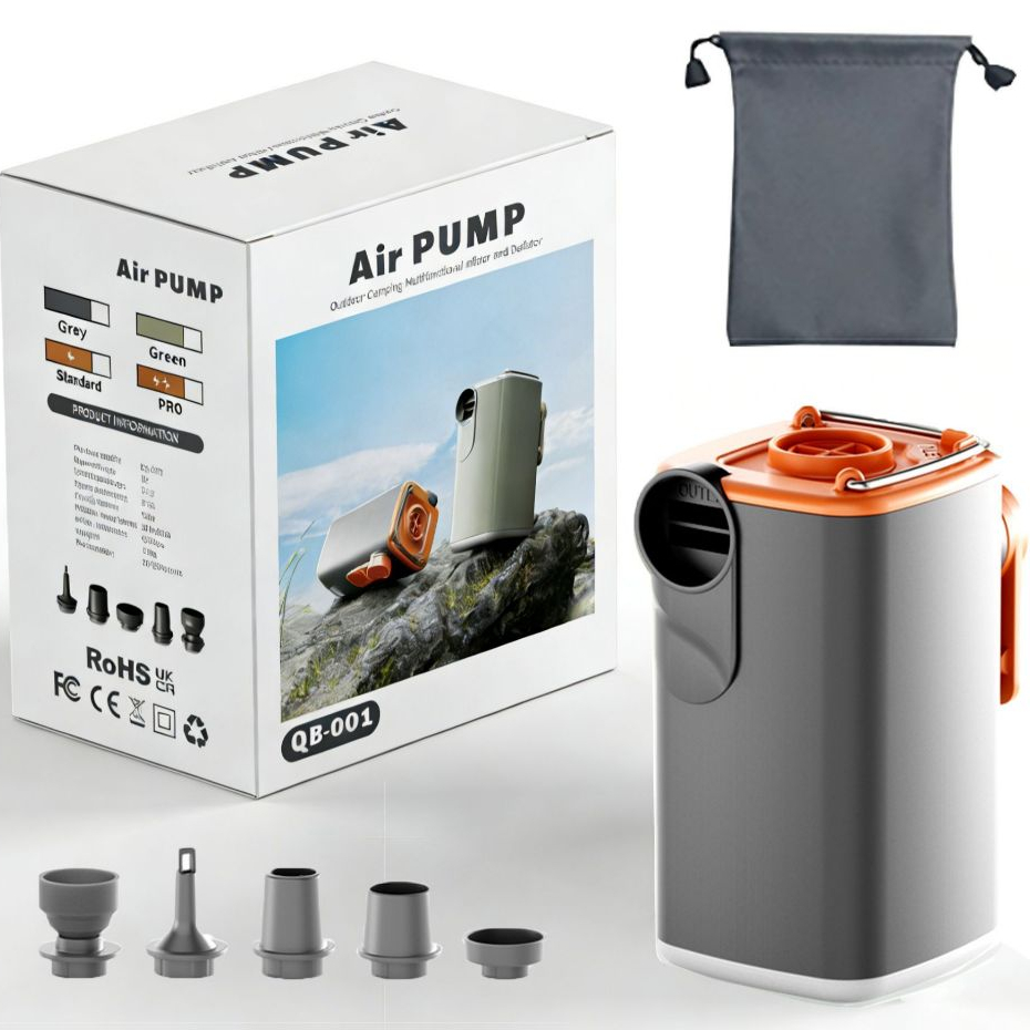 Bomba de Ar Elétrica Portátil, Bomba Sem Fio para Camping com Luz de Acampamento para Colchões Infláveis,1300mAh