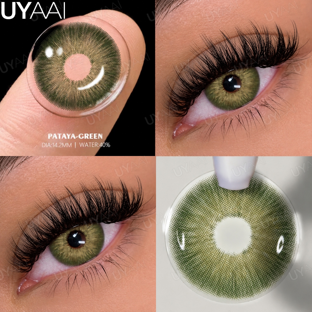 UYAAI 2pcs/1pair New Russian Girl Pro Seriers Arrival Lentes De Contato Coloridas Naturais Verdes Usadas Anualmente