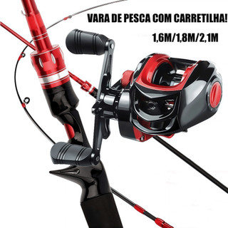 Conjunto De 2 Peças Inclui Vara De Pesca De Fundição Longa De 1,6/1,8/2,1 M E Carretel metal 7,2 : 1