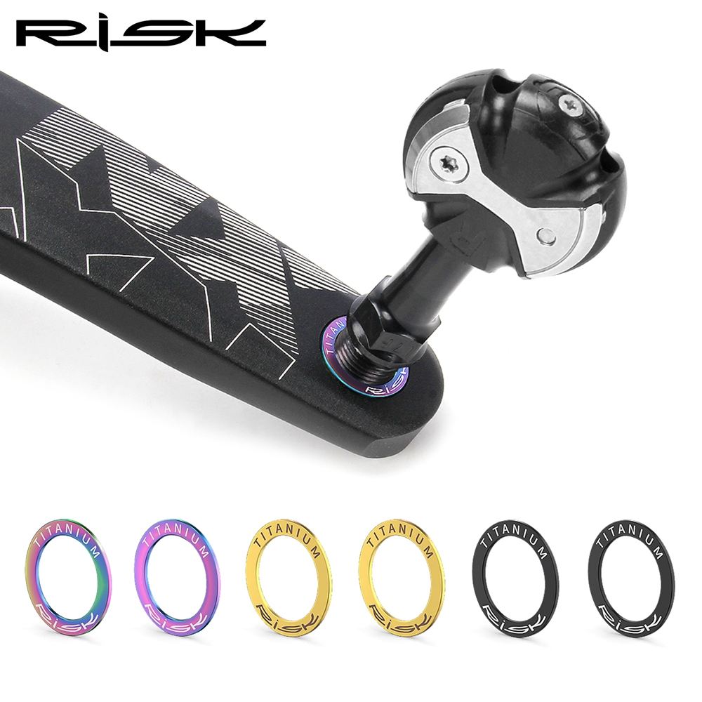 RISK Pedal De Bicicleta Espaçador Manivela Junta Som Anormal Manutenção Anel Arruela MTB Liga Titânio Proteção Almofada