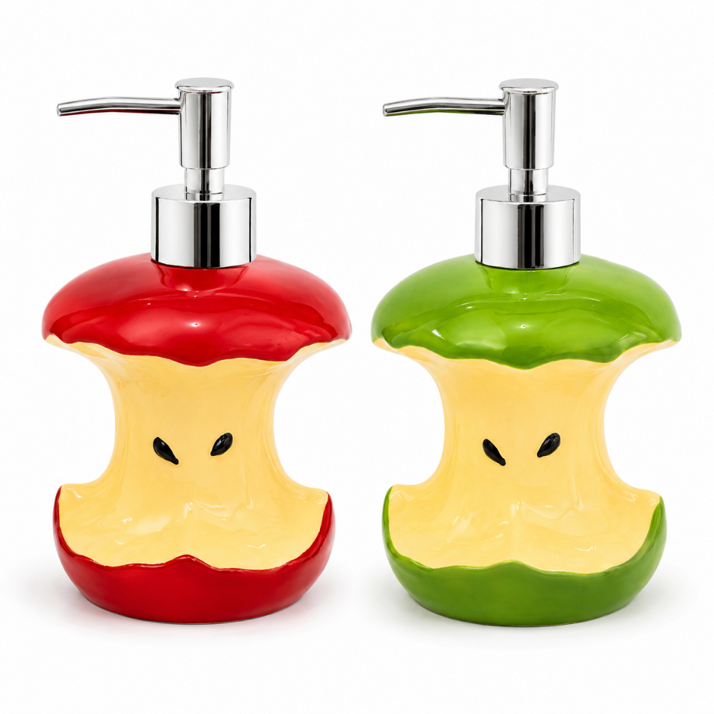 Frasco Dispensador De Sabonete Apple Core , Loção Com Bomba De Prensa De Cerâmica Para De Mãos , Shampoo , Corporal Prat