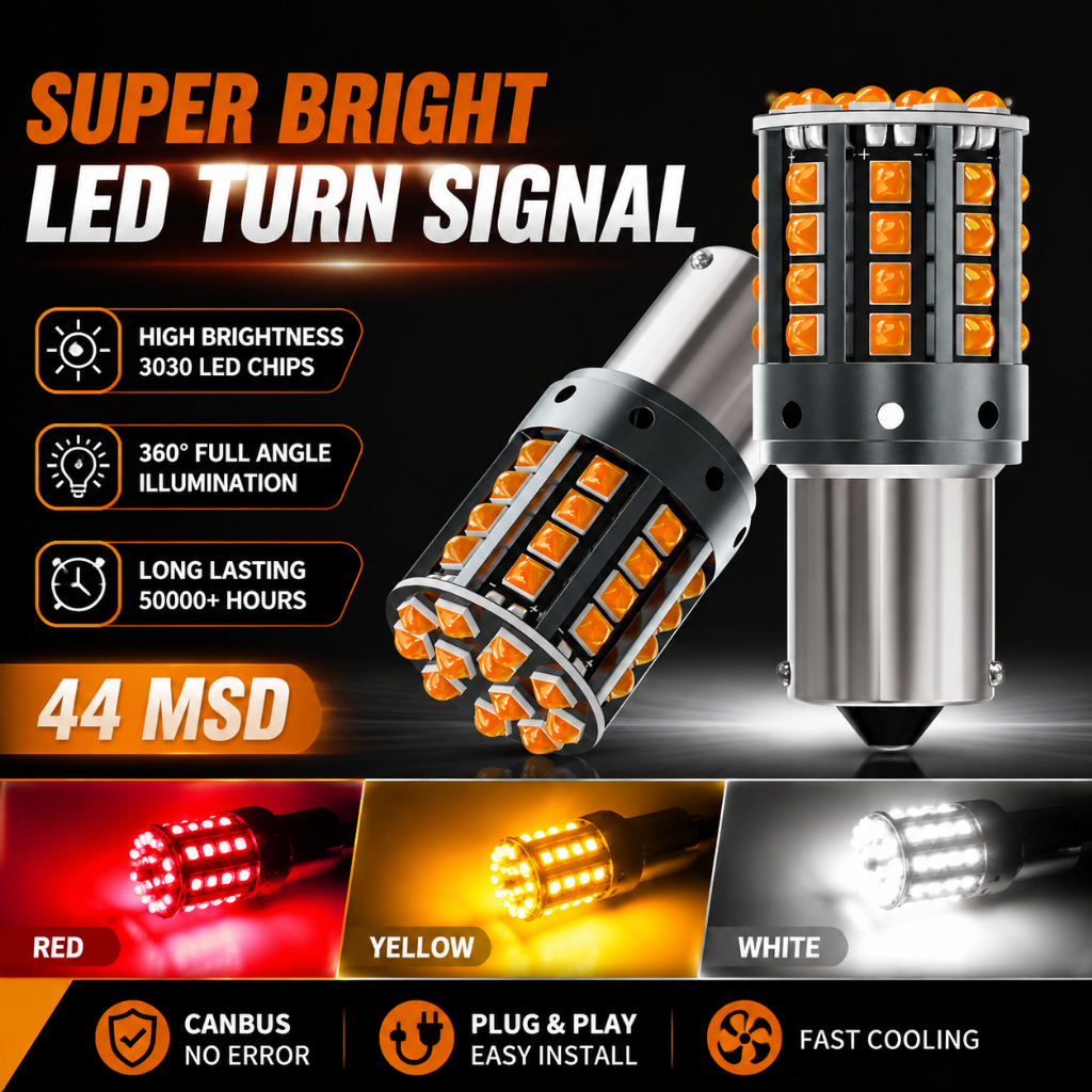 2 Pçs 44SMD 3030 LED Sinal De Volta Do Carro Cauda Freio Reverso Lâmpada 1156 BA15S 1157 T20 7440 7443 Vermelho Âmbar Br