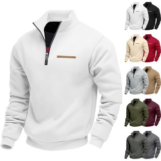 Pulôver Masculino De Lã Com Zíper E Quarto , Casual , Inverno , Quente , Manga Comprida , Gola Simulada