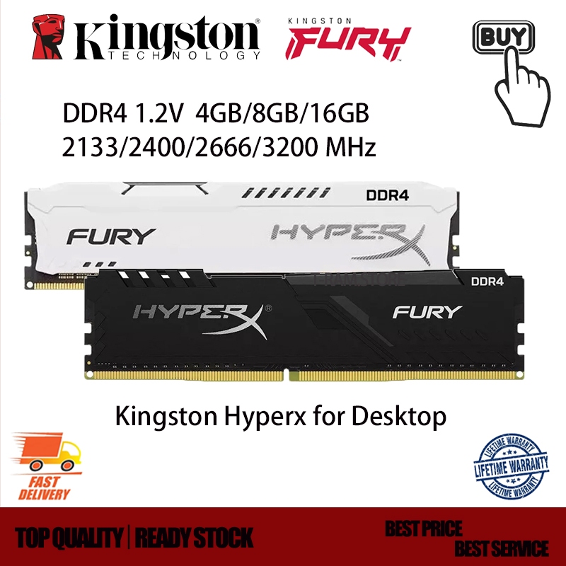 Kingston Desktop RAM HyperX FURY DDR4 16GB/8GB/4GB 3200/2666/2400/2133MHz PC4 Memória 288Pins