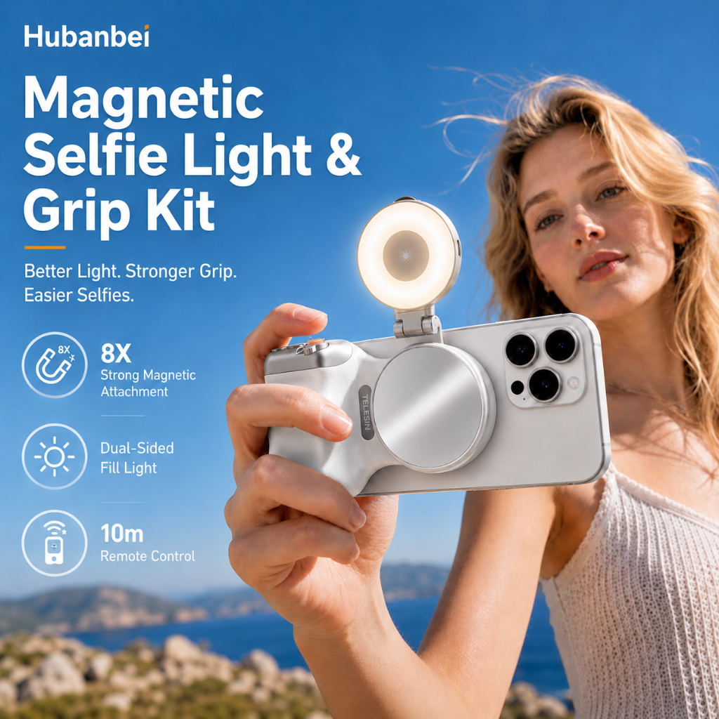 Kit De Luz Magnética Para Selfie E Punho Câmera De Telefone , Ring Light Anel LED Recarregável , Obturador Sem Fio , Mag