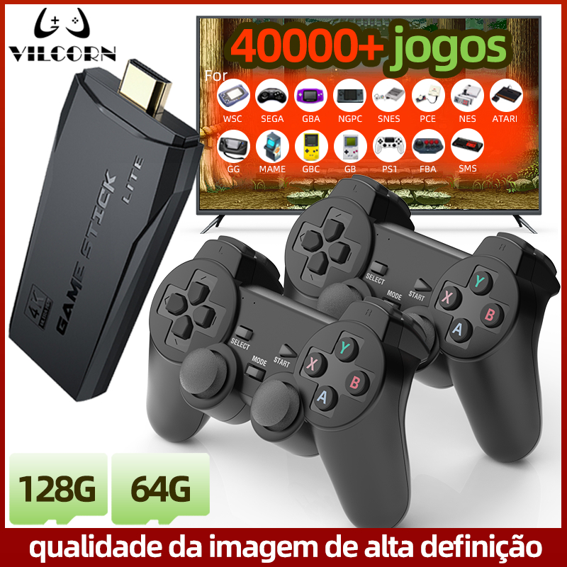 2025 Vilcorn M15 arcade console de videogame 4k tv game stick com duplo joysitck 41000 jogos para mame/sega/ps1 controle