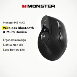 Monster M2 MAX Mouse Bluetooth Sem Fio Antiderrapante Design Ergonômico Luz Multi Dispositivo Compatível Com Bateria De