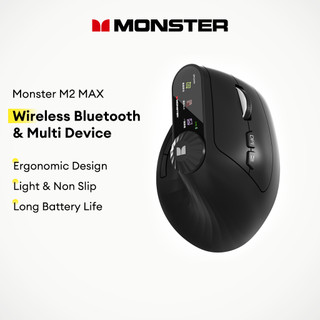 Monster M2 MAX Mouse Bluetooth Sem Fio Antiderrapante Design Ergonômico Luz Multi Dispositivo Compatível Com Bateria