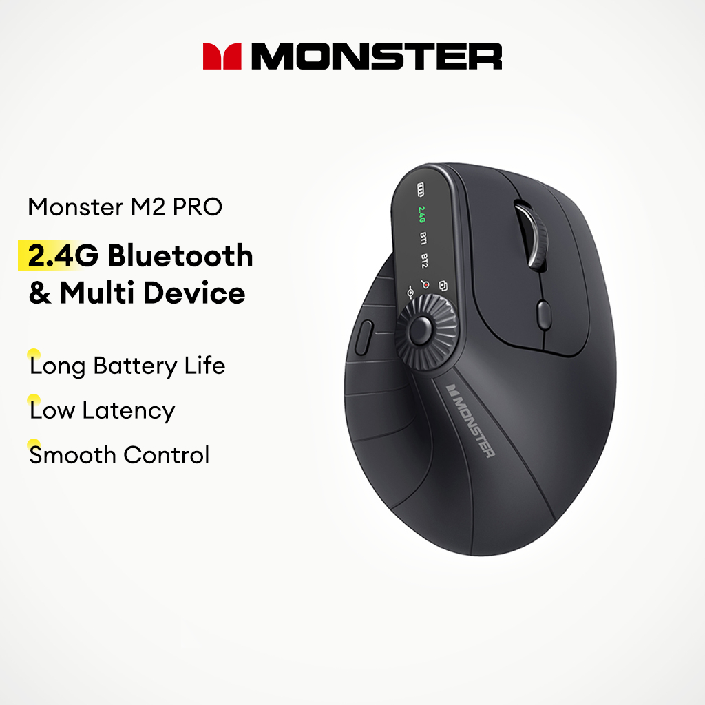 Monster M2 PRO Mouse Sem Fio 2.4G Bluetooth Compatível Com Vários Dispositivos Bateria De Longa Duração E Baixa Latência