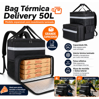 Mochila Bag Impermeável Térmica Motoboy Entrega Delivery 50l