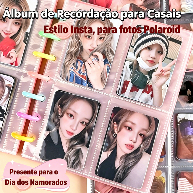 Álbum Fichário A5 Botão Cogumelo, 80 Bolsos para Foto Polaroid, KPOP korean Insta card