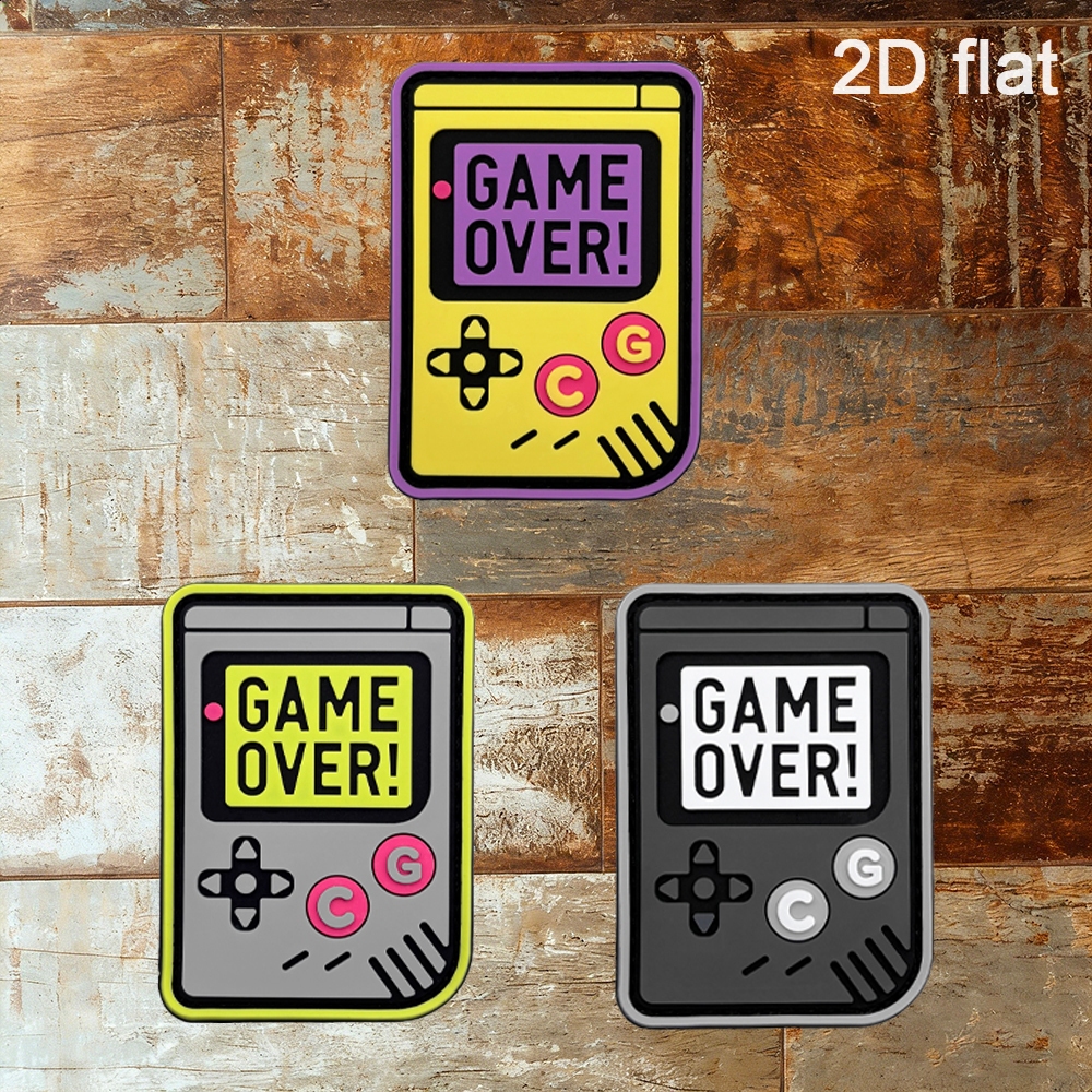 Retro Handheld GAME Console Jogo Sobre Texto PVC Gancho & Loop Remendo , Emblema De Borracha 2D Para Gamer Mochila Roupa