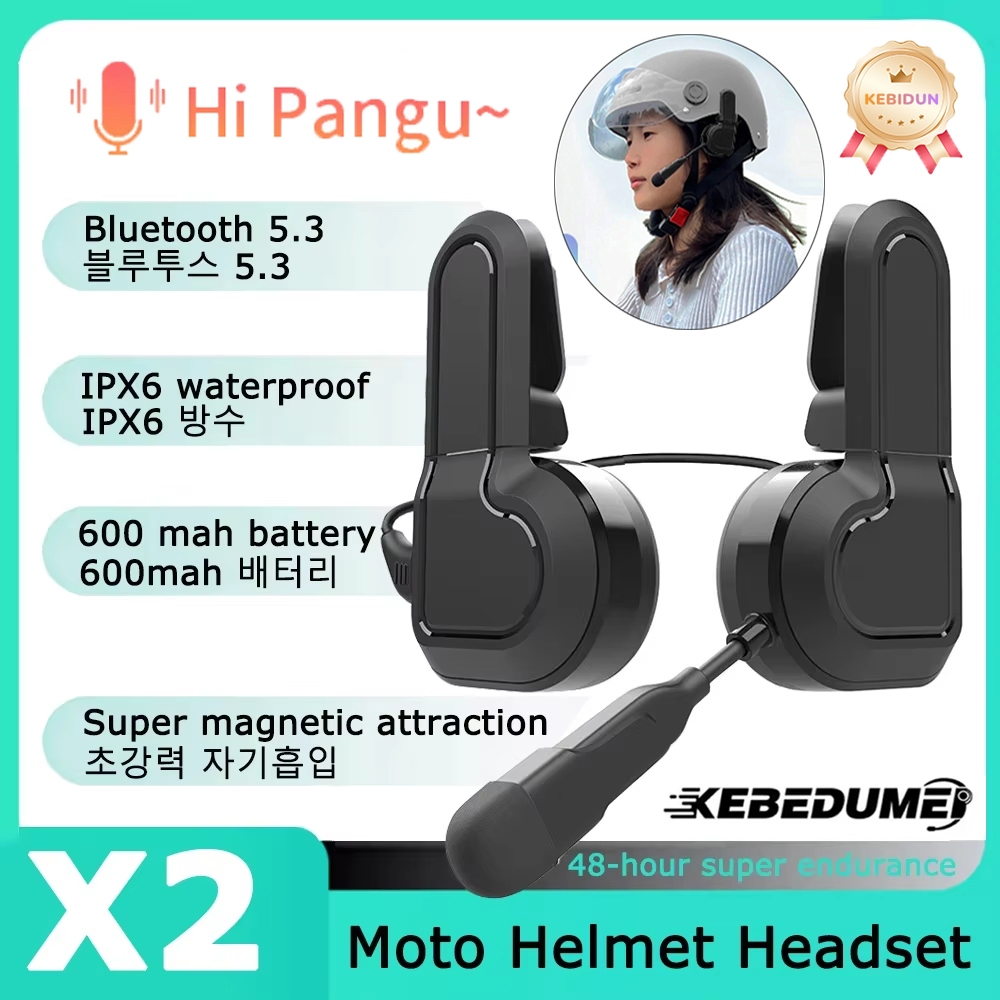 X2 Motocicleta Bluetooth 5.3 Fone De Ouvido Com Clipe Titular Sem Fio Estéreo Moto Capacete Mãos Livres Chamada À Prova