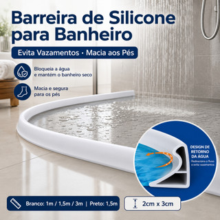 Barreira Flexível de Silicone 1m 1,5m 3m para Banheiro Cozinha Lavanderia Antirrespingo,Branco e Preto