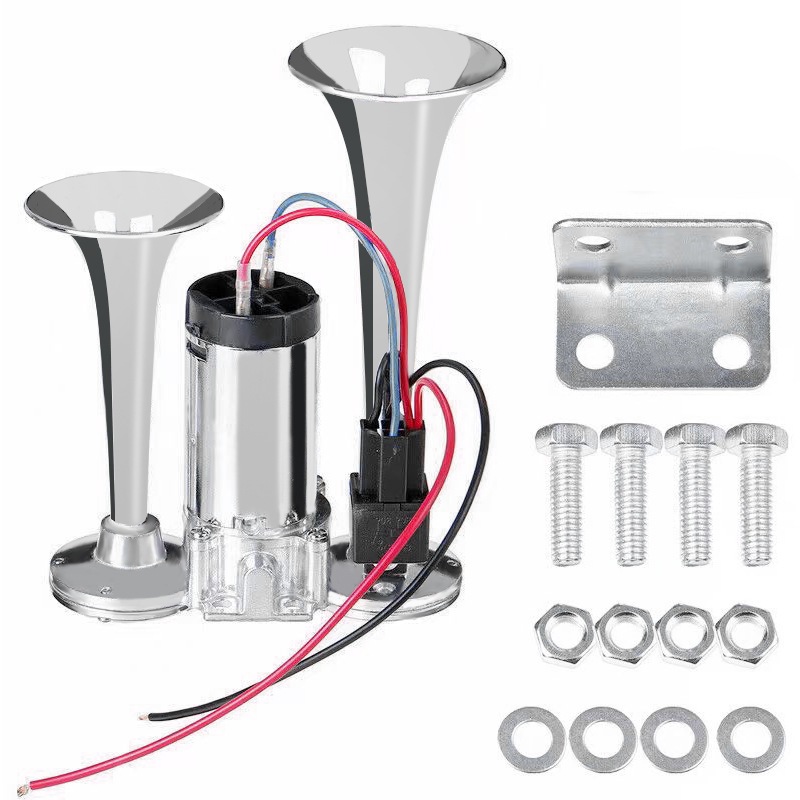 Buzina 2 Cornetas Ar 12v Universal C/ Rele Compressor Carros Motos Caminhões Lanchas