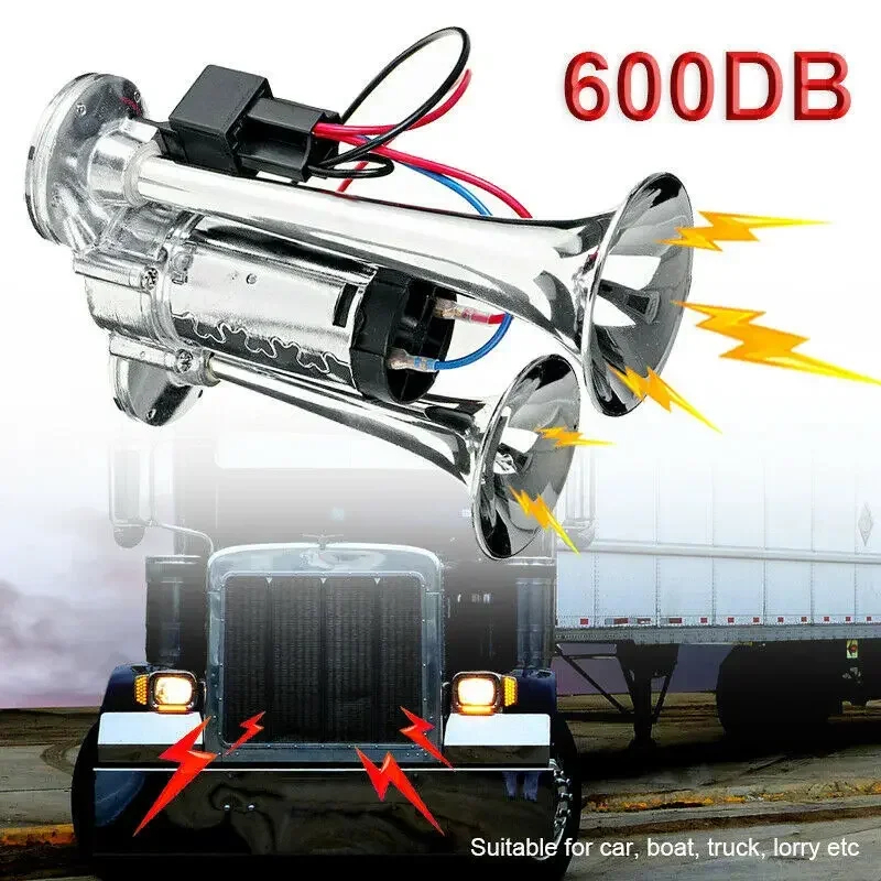 Buzina 2 Cornetas Caminhão Trem Carro C/ Rele Compressor 12v