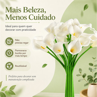 Kit 10 Flores Copo de Leite Artificial Toque Real Decoração