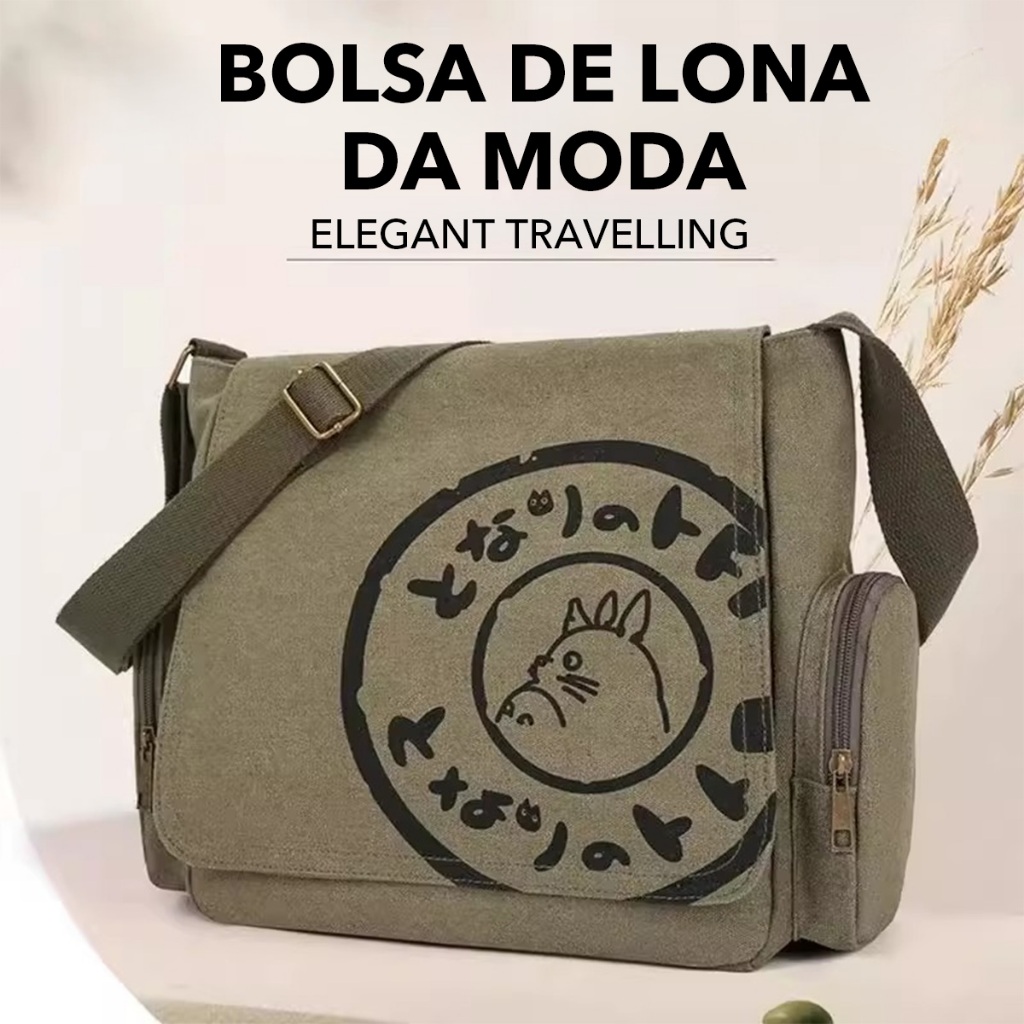 Bolsa mensageiro de lona moda bolsa de ombro mochila de computador unissex de grande capacidade