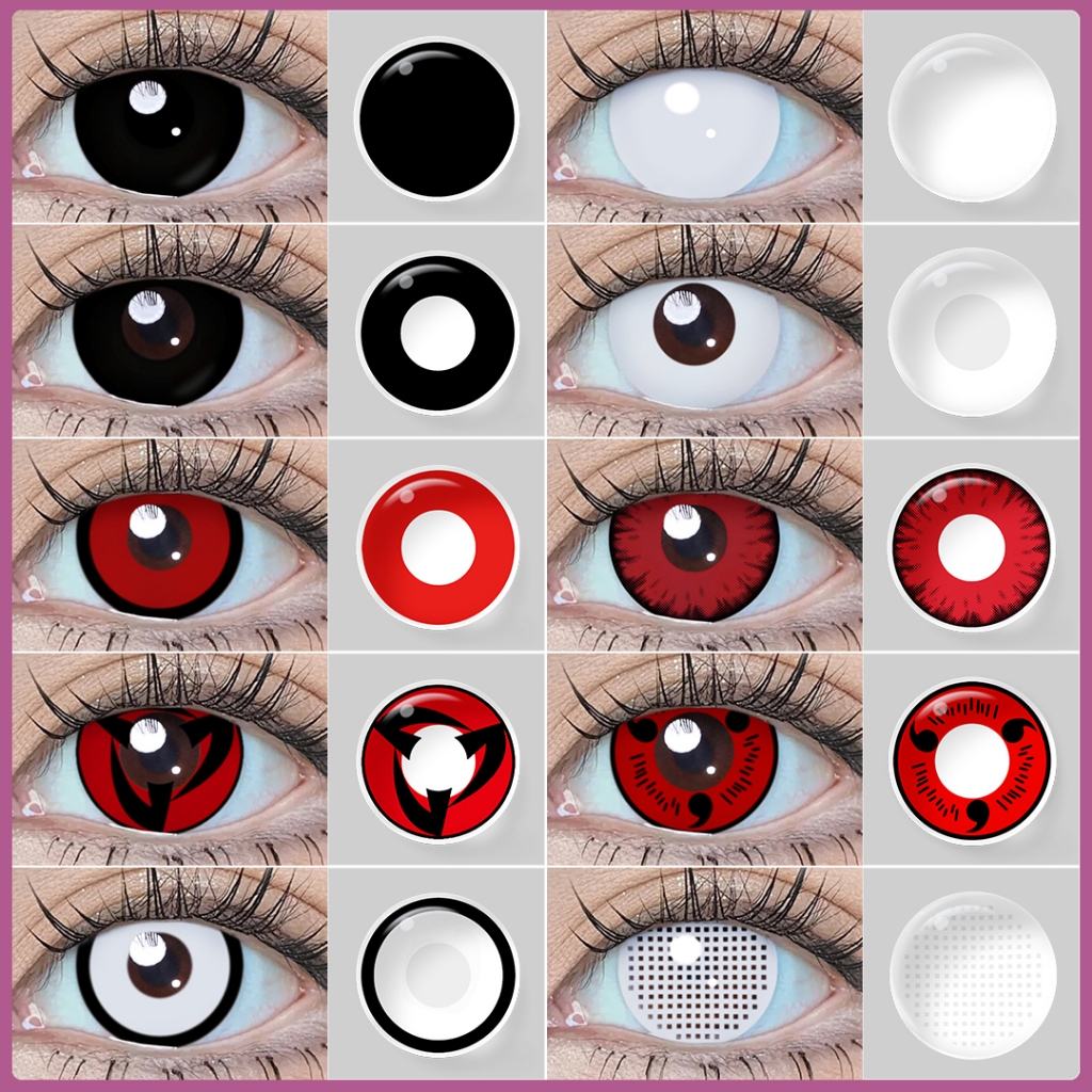 Magister Lentes De Contato Halloween Cosplay Branco/Preto/Sharingan/Sasuke 1Par Anime Anual Lente