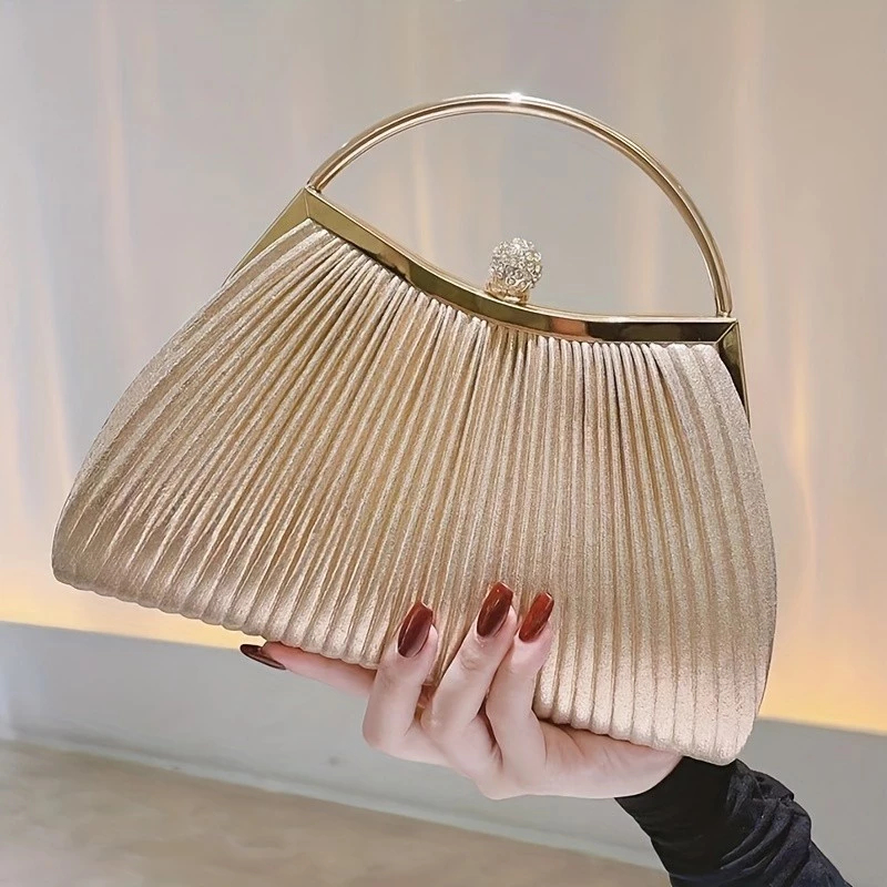 Bolsa Feminina De Festa Franzida com Alça Transversal para Casamento Formatura e Jantar Noturno