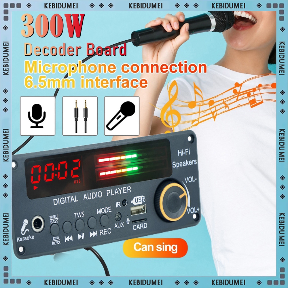 200/300W Amplificador Bluetooth V5.3 MP3 Decodificador Placa 2 * 50W Leitor De Áudio Estéreo Alta Fidelidade 12V DIY MP3