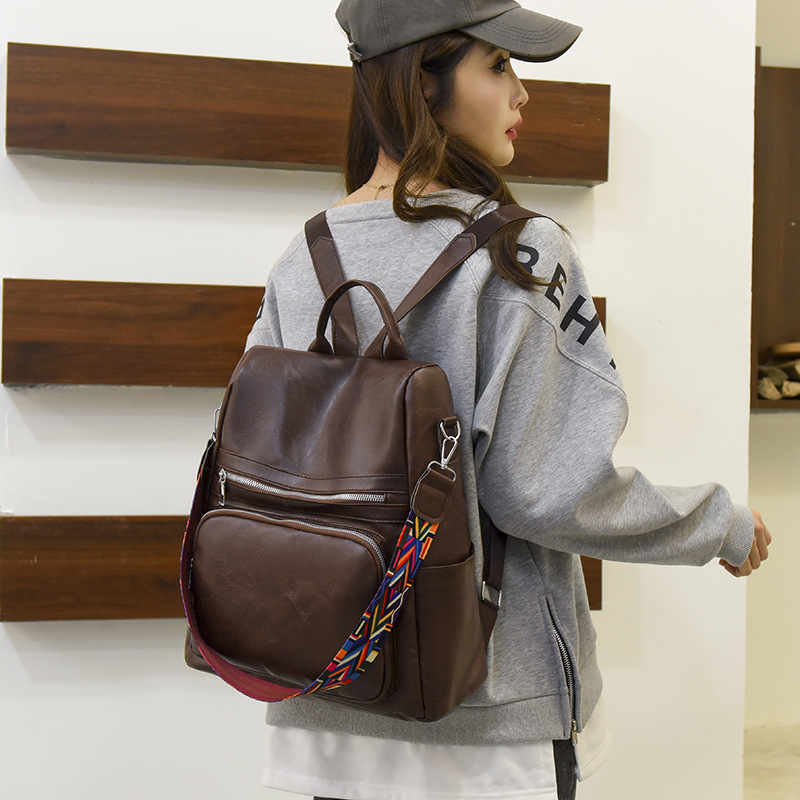 Mochila Feminina De Grande Capacidade À Prova D'água Couro PU Minimalista Para Viagem/Trabalho