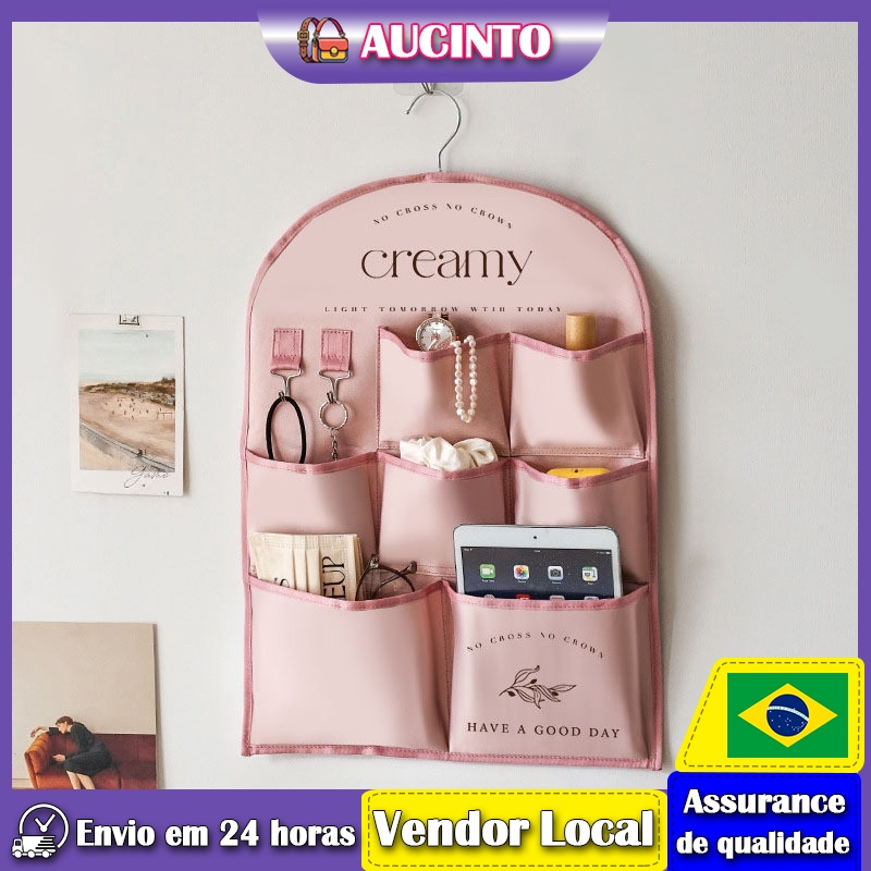 Bolsa suspensa de tecido Aucinto atrás da porta de cabeceira Bolsa de armazenamento montada na parede