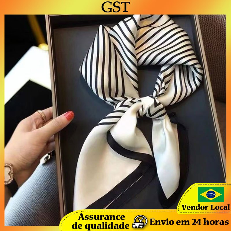 Lenço quadrado pequeno lenço de seda feminino verão All-Match cachecol faixa de cabelo lenço de seda babador temperament