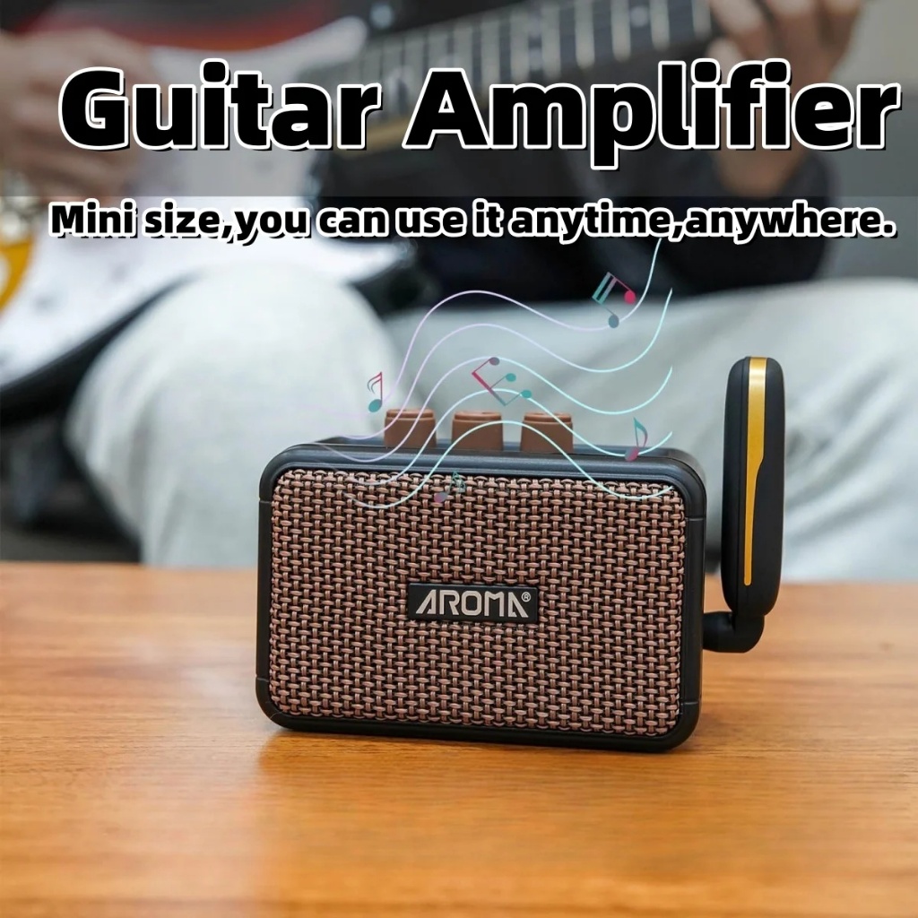 Aroma AG-04 Amplificador De Áudio Bluetooth AMP Alto-Falante Portátil Guitarra Elétrica Mini 5W Saída Acessórios