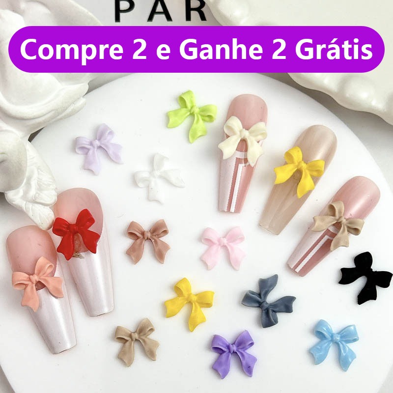 【Compre 2 e Ganhe 2 Grátis】20 Pçs Acessórios de Laço 3D para Unhas Decoração DIY