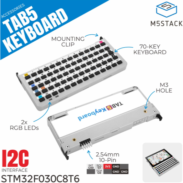 M5Stack Tab5 Teclado 70 Teclas Módulo De Expansão De Entrada De Físico Tab5 Exclusivo