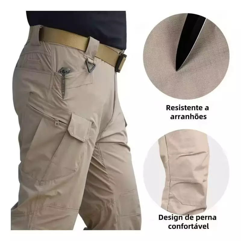 Calça Cargo Militar Masculina Preta Impermeável para Trilhas — foto 4