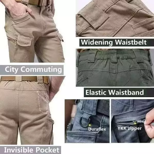 Calça Cargo Militar Masculina Preta Impermeável para Trilhas — foto 5