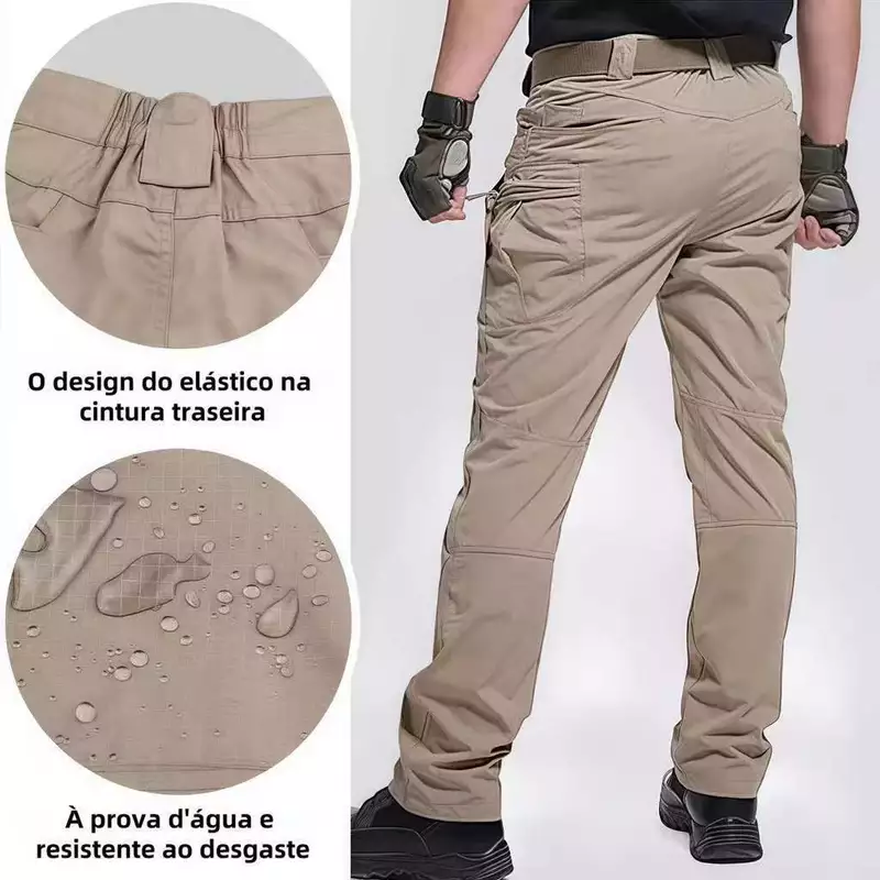 Calça Cargo Militar Masculina Preta Impermeável para Trilhas — foto 6