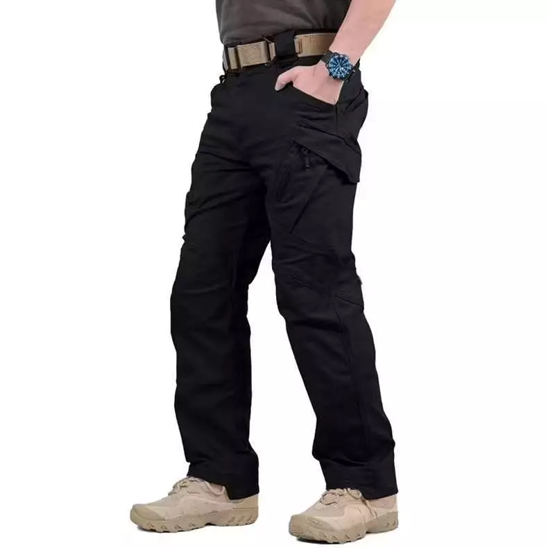 Calça Cargo Militar Masculina Preta Impermeável para Trilhas — foto 9