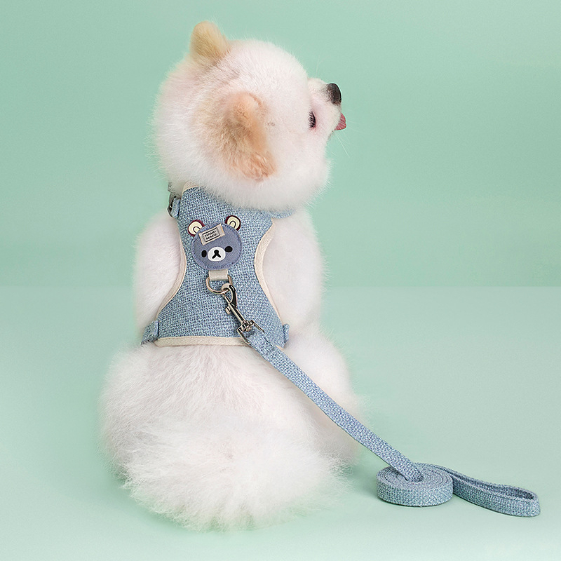 Conjunto De Arnês E Trela Para Animais De Estimação De Urso Fofo | Respirável , Ajustável Gatos