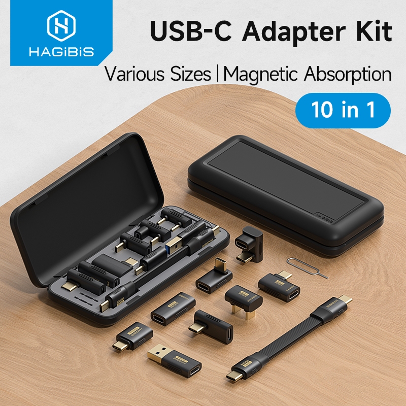 Kit Adaptador Hagibis USB C Cabo USB4 Multifuncional Type De Ângulo Reto Conjunto De 90 Graus Caso De Armazenamento Pino