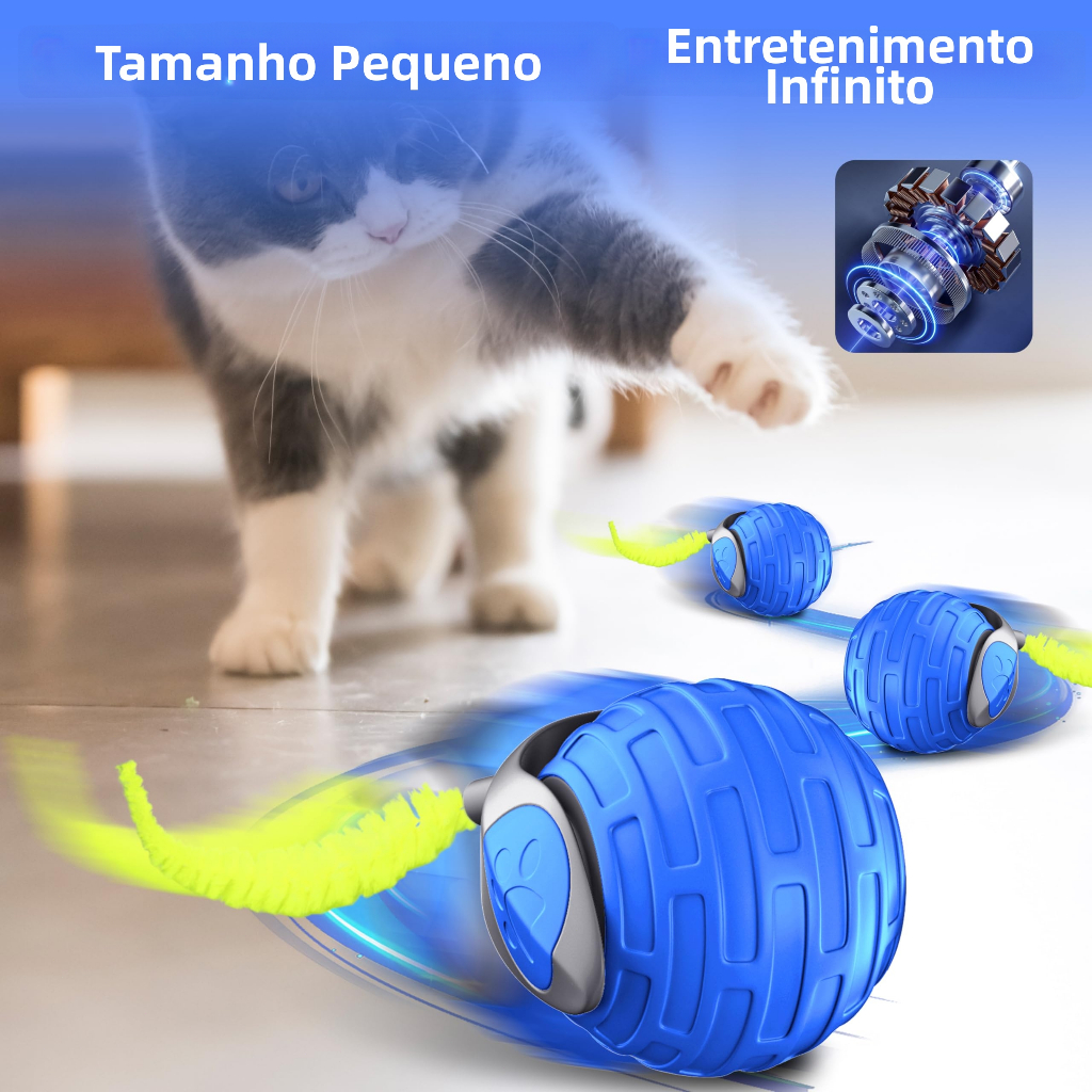 Bola De Brinquedo Interativa Inteligente Recarregável Tipo C Para Gatos , 2 Velocidades Com Cauda De Pena , Várias Cores