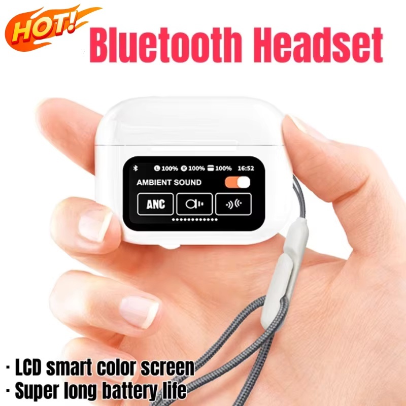 A9 Pro Fone De Ouvido Bluetooth LCD Tela Colorida Inteligente Sem Fio Redução Ruído Ativo Super Longa Vida Útil Da Bater