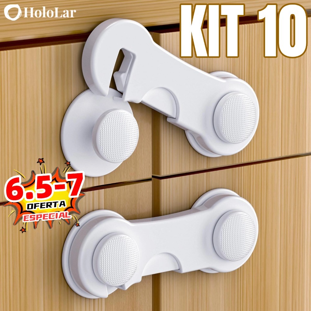 Kit 10 Travas Para Gaveta Porta Armário Segurança Bebê - Opção de cores HL