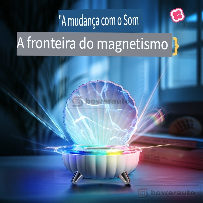 Mini Caixa de Som Concha RGB Luz de Ambiente, Decoração de Mesa, Presente Criativo, Portátil BMK39