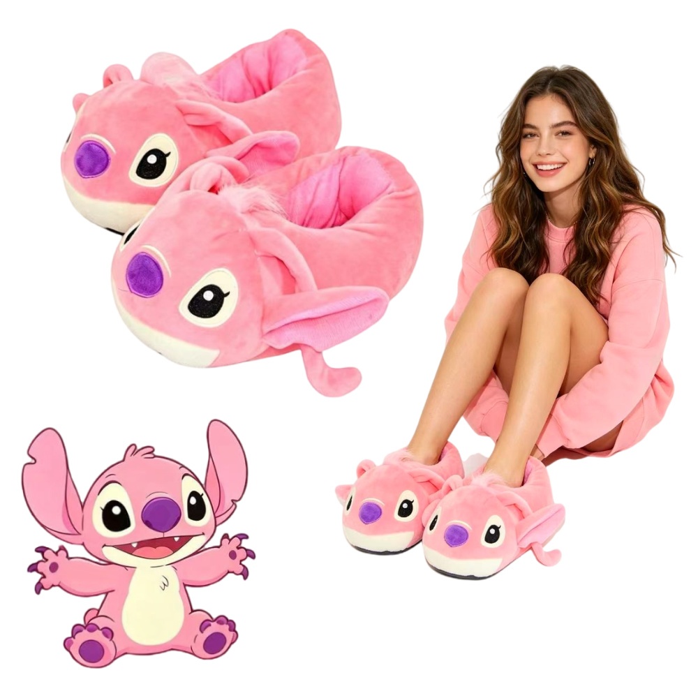Pantufa Stitch Feminino de Pelúcia Super Macia e  Quente Tamanho 35 ao 42 Para Inverno